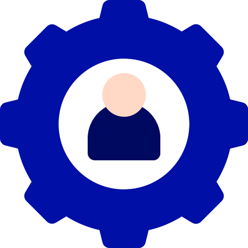 engranaje azul con persona dentro