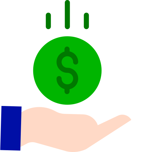 mano sosteniendo un icono de dolar color verde