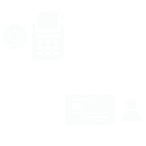iconos de terminal de tarjeta de credito, persona, tarjeta de credito y bot